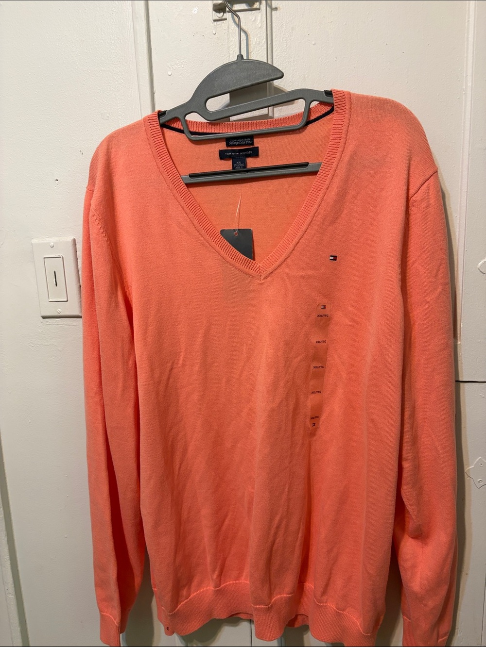 Tommy Hilfiger Coral-Orange V-Neck Sweater